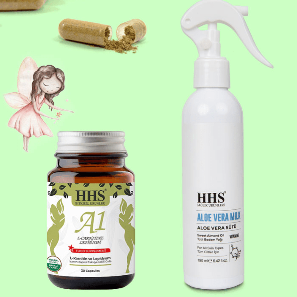 HHS كبسولات التنحيف A1 + حليب الصبار للعناية بالبشرة
