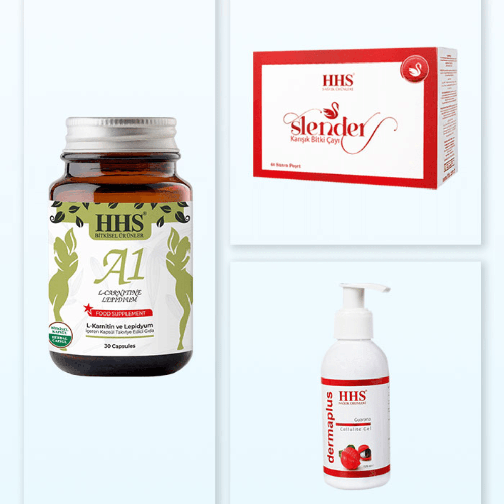 HHS مجموعة العناية بالجسم كبسولات التنحيف + جل السيلوليت + شاي الأعشاب