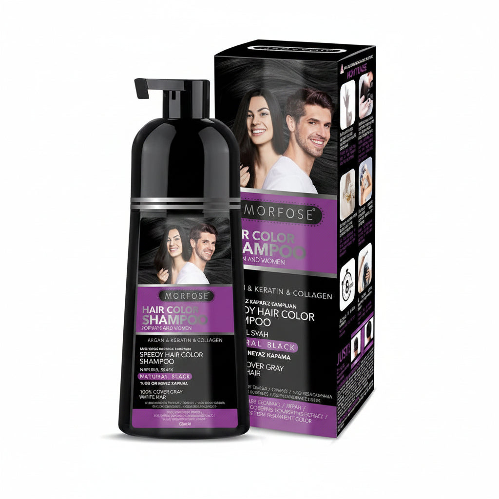 Morfose Fast Gray and White Coverage Shampoo 420ml Natural Black
