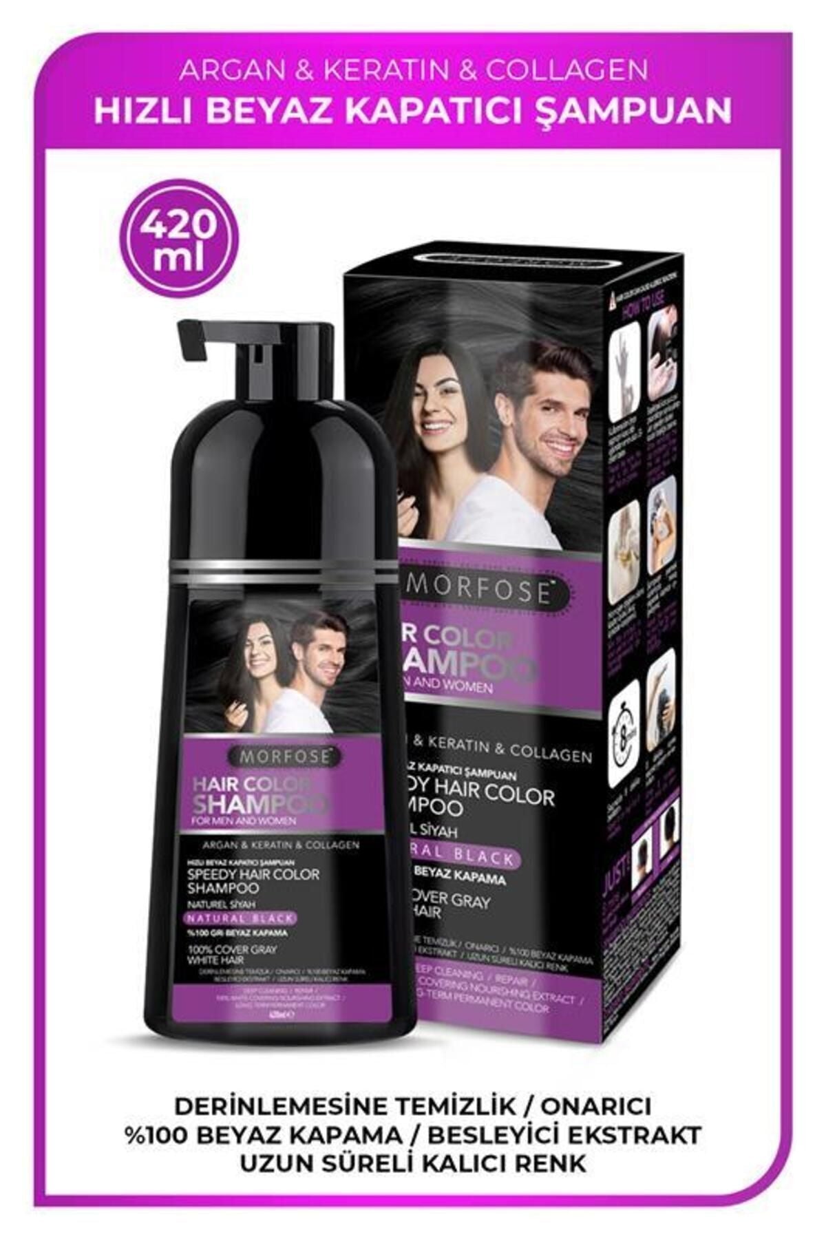 Morfose Fast Gray and White Coverage Shampoo 420ml Natural Black