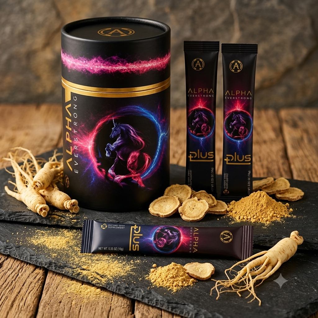 ALPHA EVERSTRONG معجون الجنسنغ مع الماكا لتعزيز الطاقة والأداء 10 أظرف