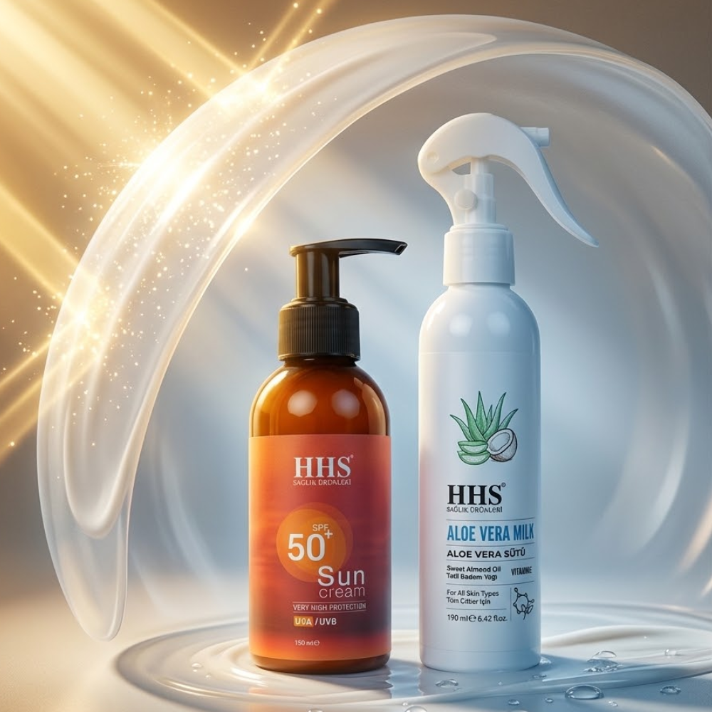 HHS واقي الشمس النباتي + حليب الصبار للعناية بالبشرة