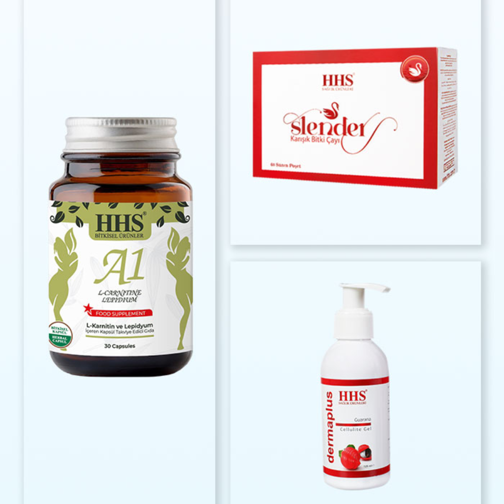 HHS مجموعة العناية بالجسم كبسولات التنحيف + جل السيلوليت + شاي الأعشاب