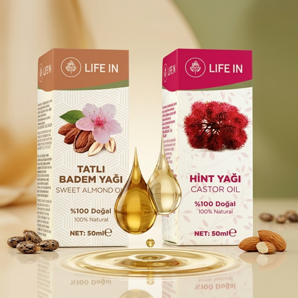 Life In زيت الخروع وزيت اللوز الحلو 2 × 50 مل