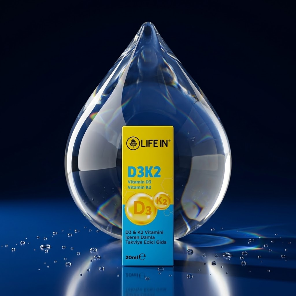 Life In مكمل قطرات فيتامين D3 + K2 20 مل
