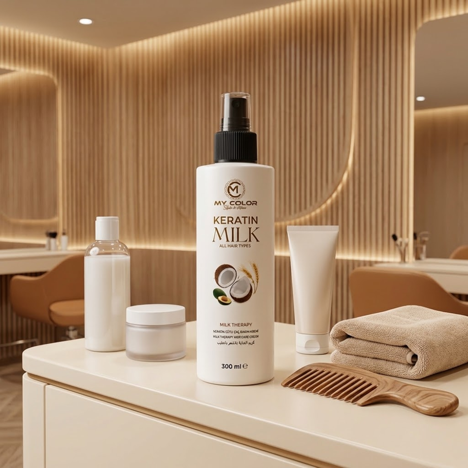 MyColor حليب الكيراتين لإصلاح وترطيب الشعر المجعد والمموج 300 مل