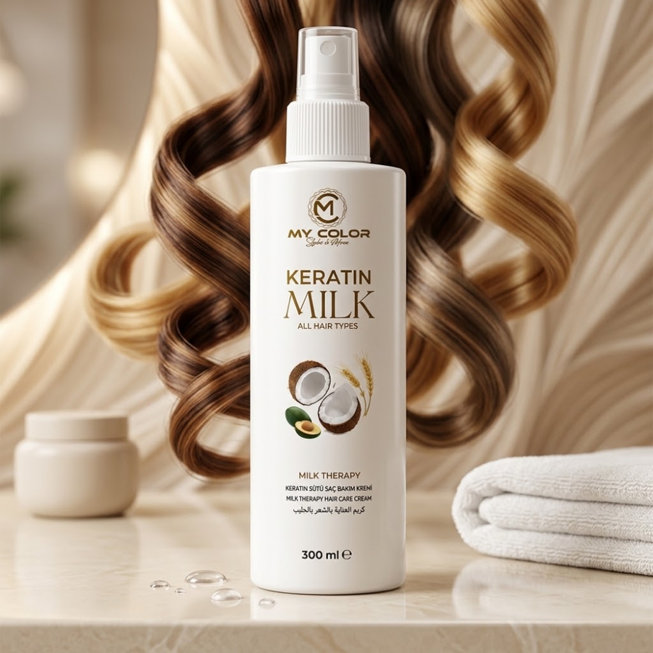 MyColor حليب الكيراتين لإصلاح وترطيب الشعر المجعد والمموج 300 مل