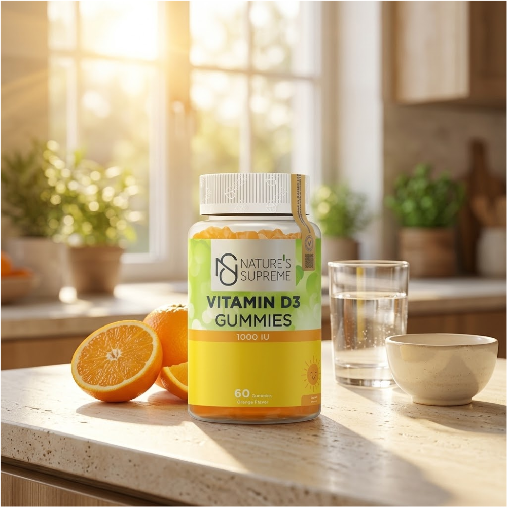 Nature's Supreme فيتامين D3 بنكهة البرتقال 1000 IU _ 60 قطعة