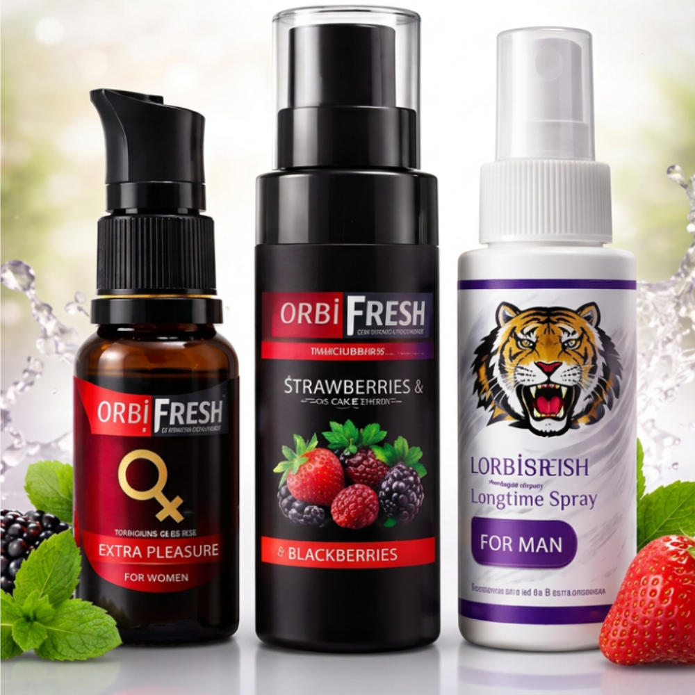 مجموعة ORBIFRESH للزوجين – بخاخ رجالي وجل نسائي ومزلق مائي