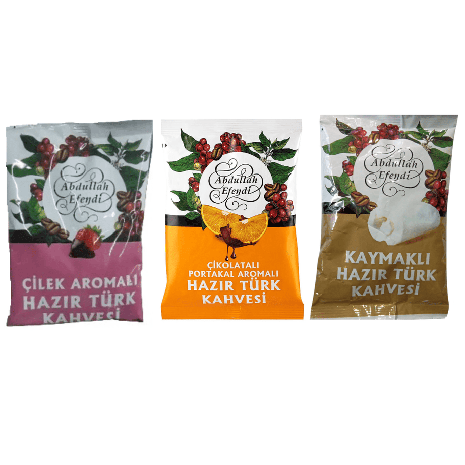 عبدالله أفندي مجموعة قهوة التركية بنكهات مختلفة ومميزة – 3 × 100 غرام