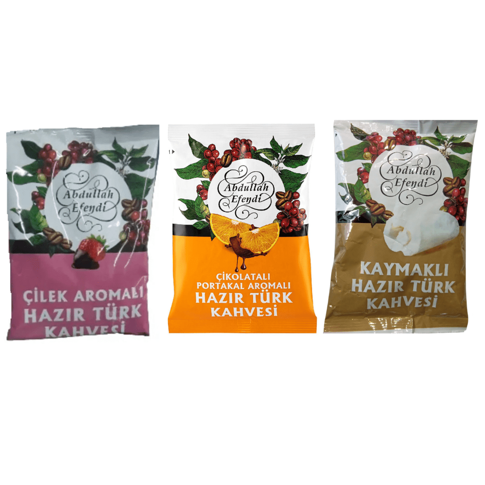 عبدالله أفندي مجموعة قهوة التركية بنكهات مختلفة ومميزة – 3 × 100 غرام