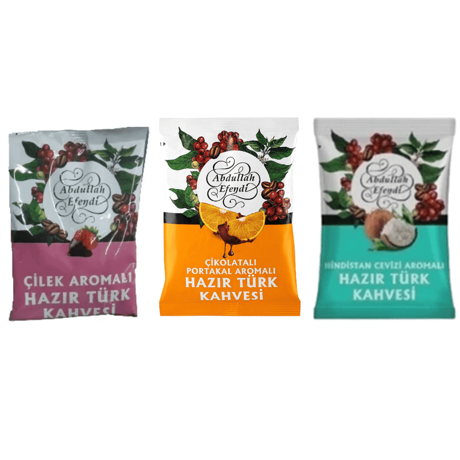 عبدالله أفندي مجموعة قهوة تركية بثلاث نكهات مميزة – 3 × 100 غرام