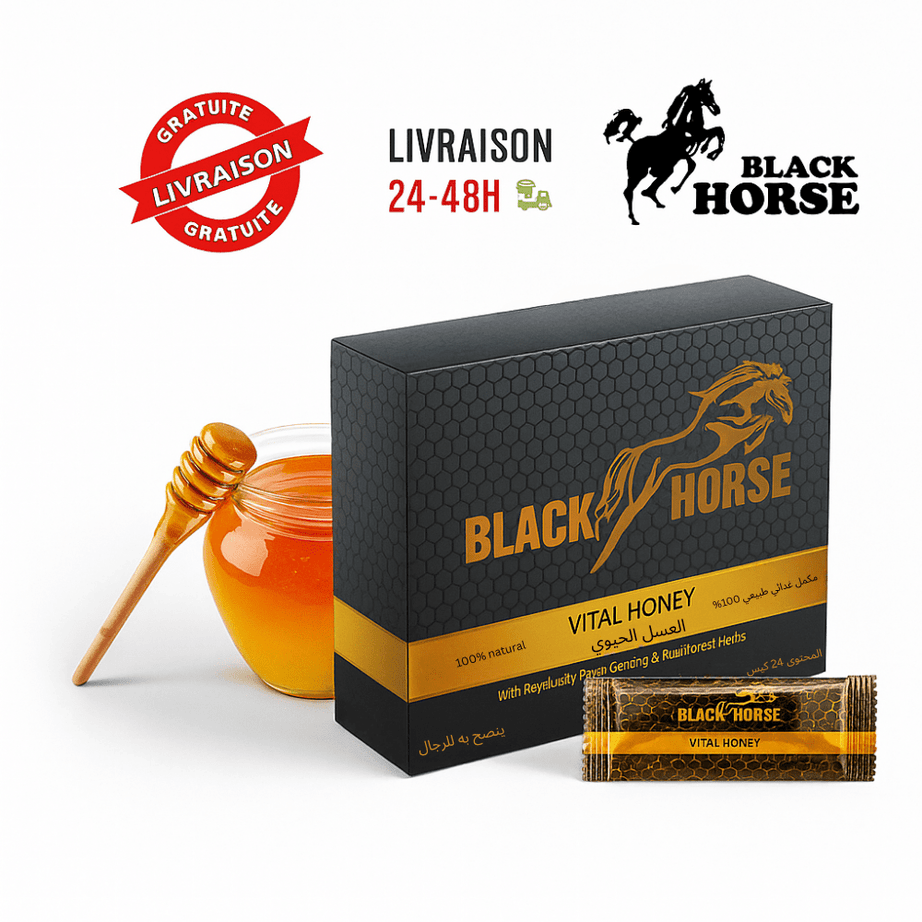 عسل بلاك هورس لتعزيز الرغبة وتحسين الأداء للرجال 24 ظرف