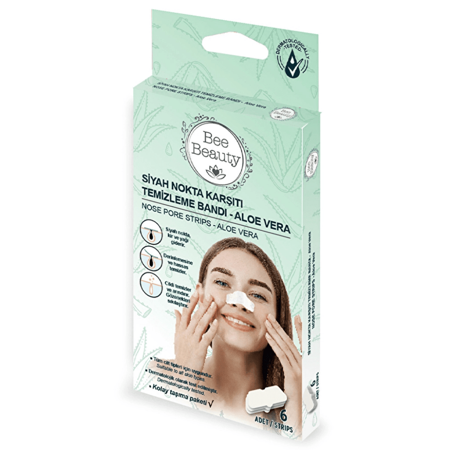 Bee Beauty لاصقات إزالة الرؤوس السوداء بخلاصة بالألوفيرا 6 قطع