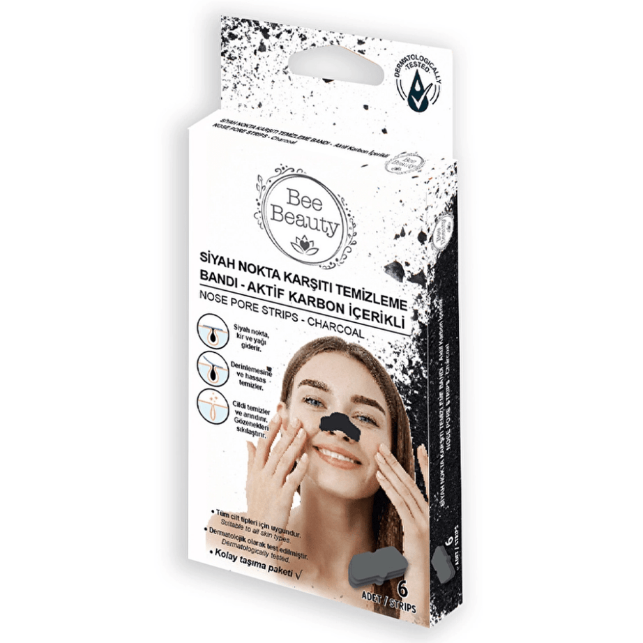 Bee Beauty لاصقات إزالة الرؤوس السوداء وشد المسام بالفحم النشط 6 قطع