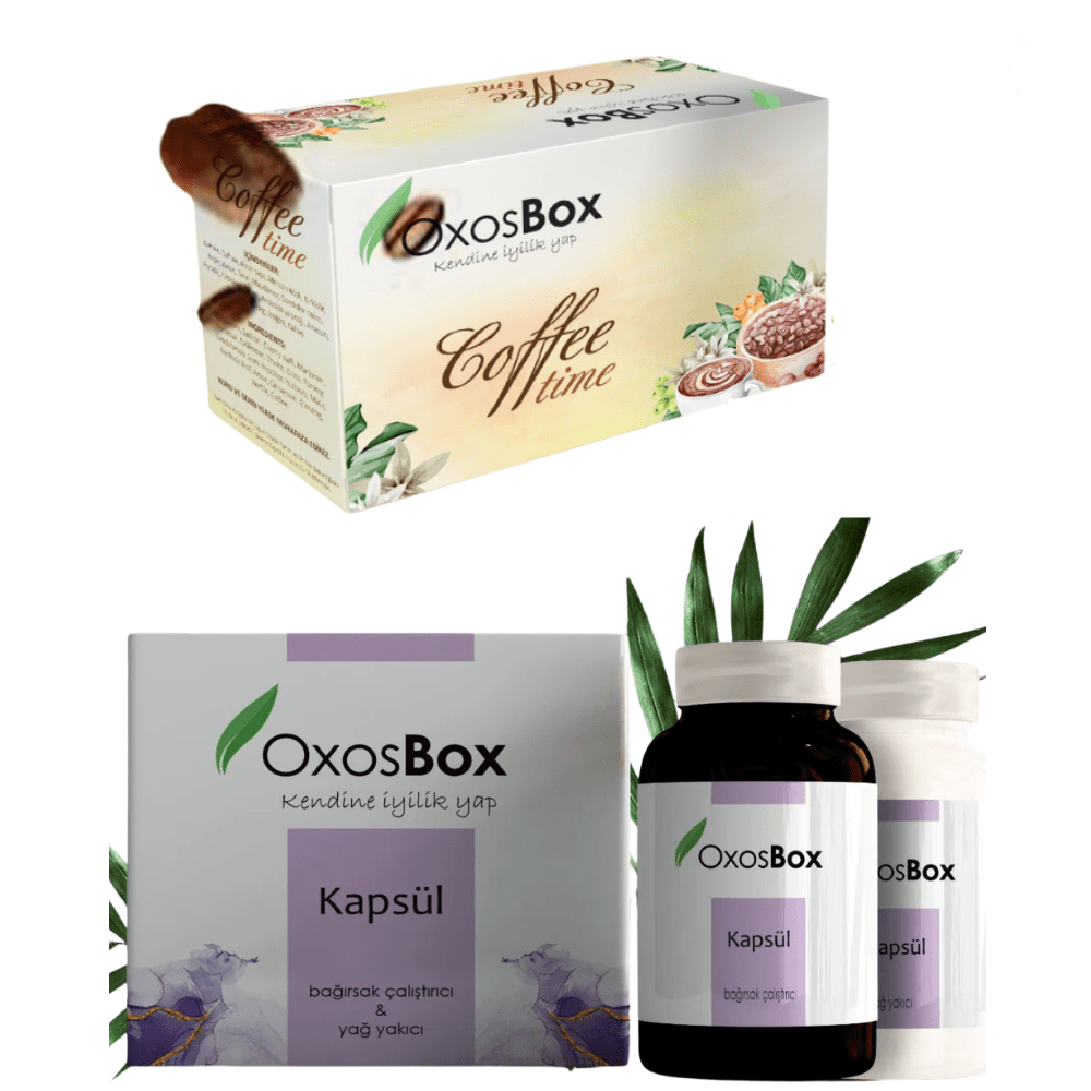 بكج التنحيف العشبي من أوكسوس بوكس قهوة + كبسولات لحرق الدهون وخفض الشهية