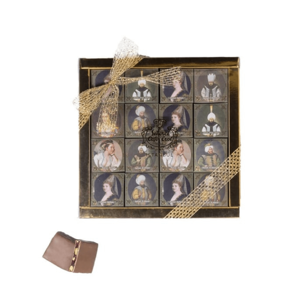 حلقوم تركي بالرمان و الفستق المغلف بالشوكولا من شكرجي جعفر ايرول 300 غ