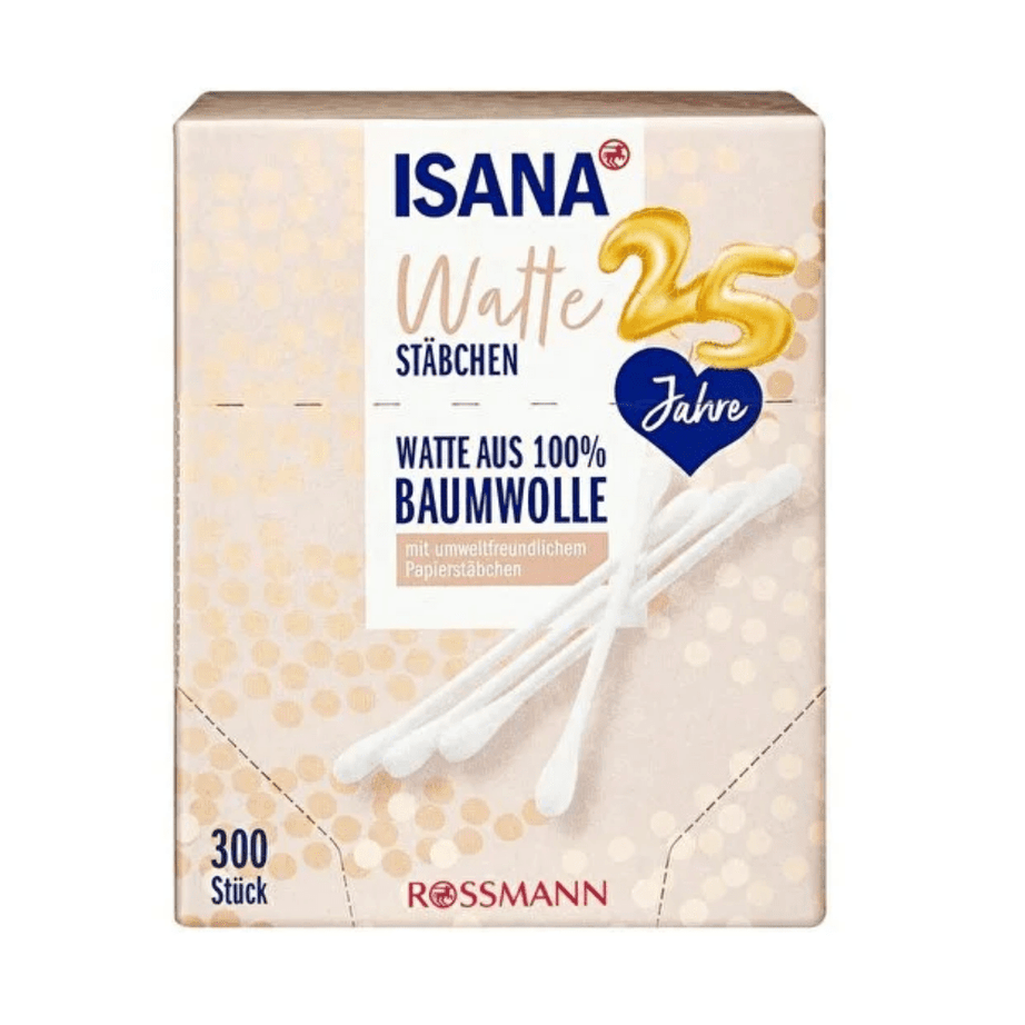 ISANA أعواد تنظيف الأذن القطنية 300 قطعة