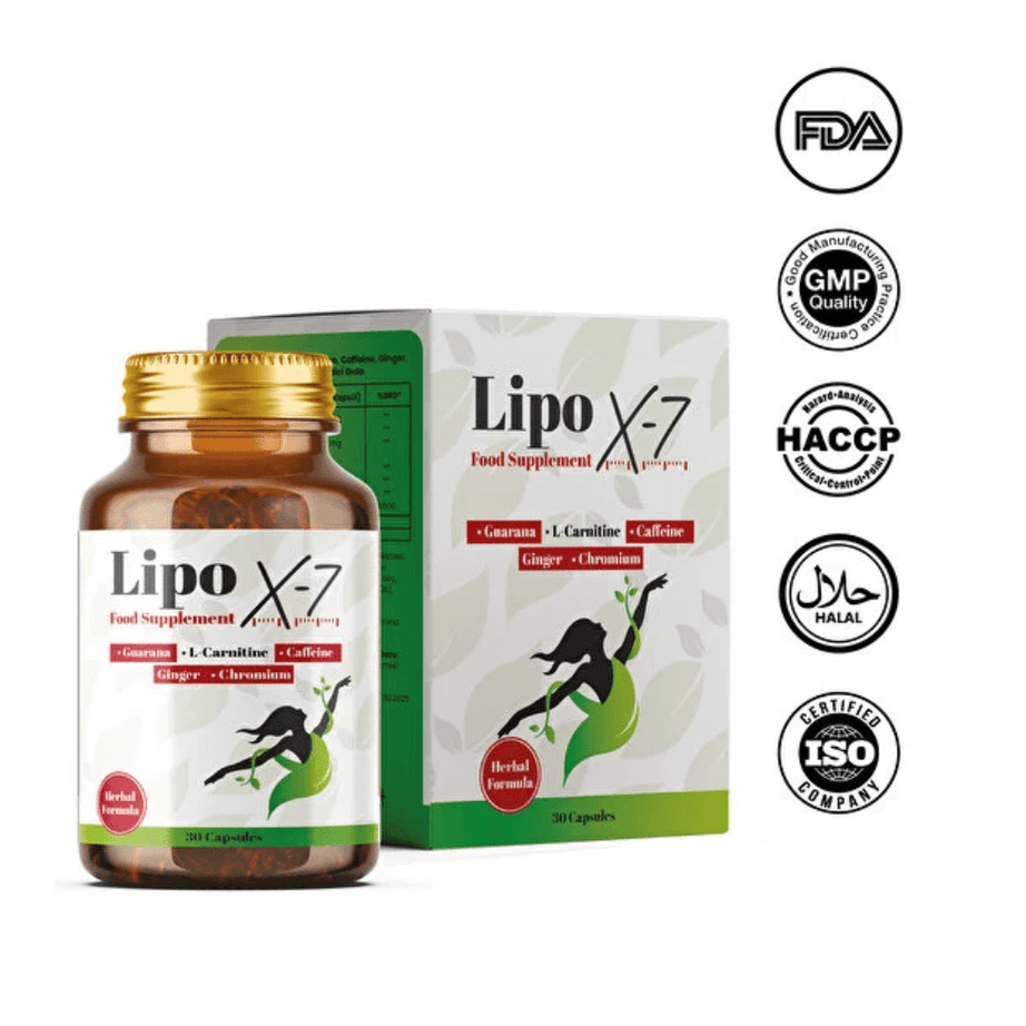 Lipo X - 7 مكمل نباتي لدعم الطاقة والتمثيل الغذائي 30 كبسولة