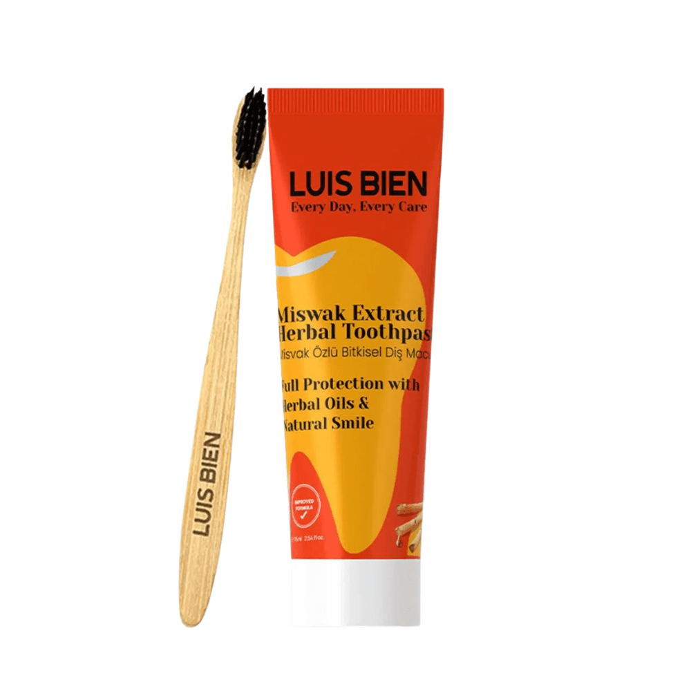 لويس بيان معجون أسنان بالمسواك لتبييض الأسنان مع فرشاة خيزران | 50 مل