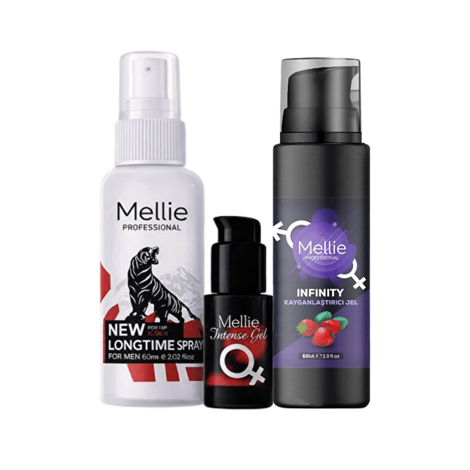 مجموعة Mellie Professional للرجال والنساء مع بخاخ وجل + مزلق لتجربة مريحة ومتوازنة