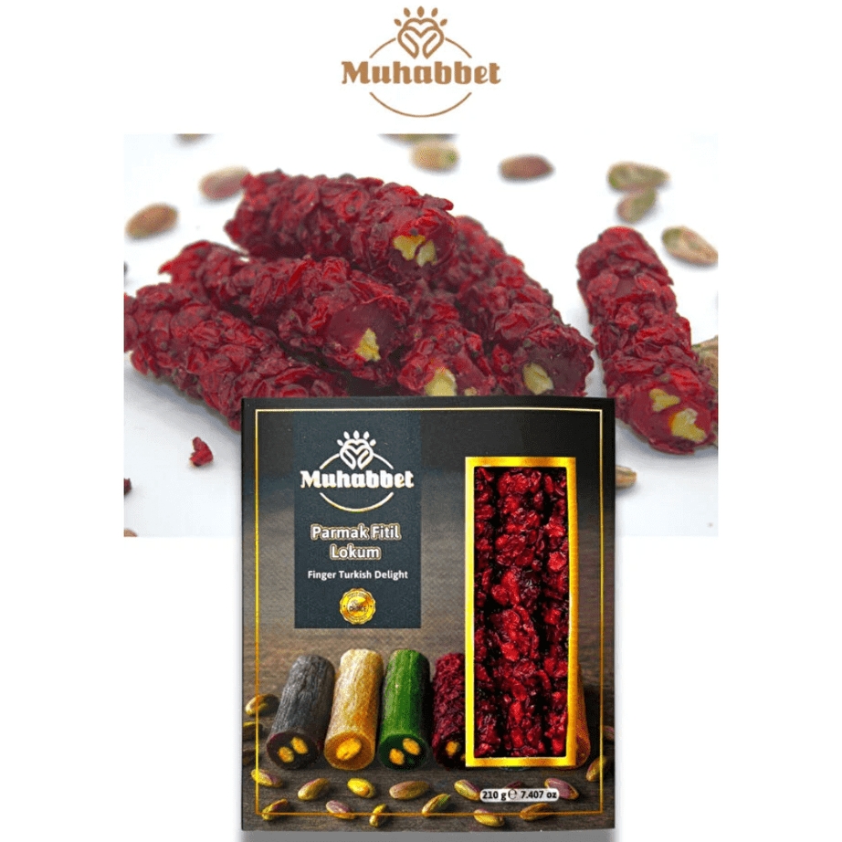 Muhabbet أصابع الحلقوم بنكهة الرمان والزيرشك والفستق 210 غرام