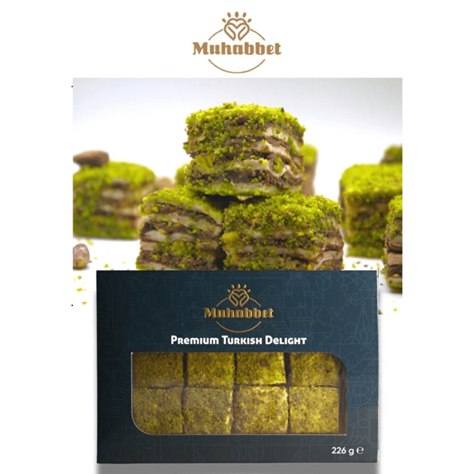 Muhabbet حلقوم تركي فاخر بالفستق والشوكولا 226 غرام