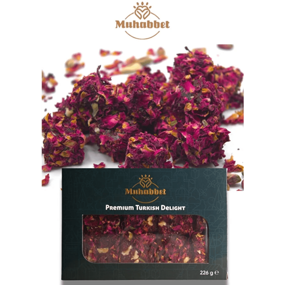 Muhabbet حلقوم تركي فاخر بالورد والفستق 225 غرام