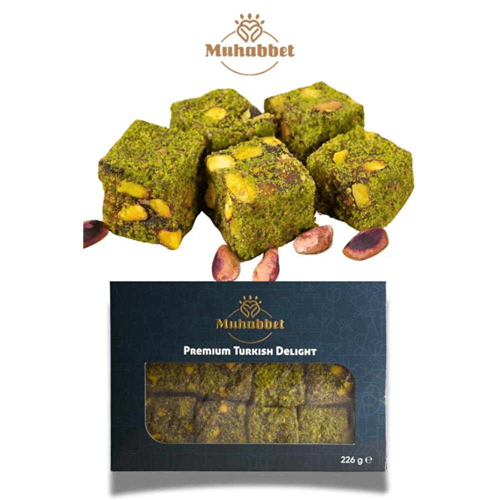 Muhabbet حلقوم تركي فاخر دبل بالفتسق الحلبي 225 غرام