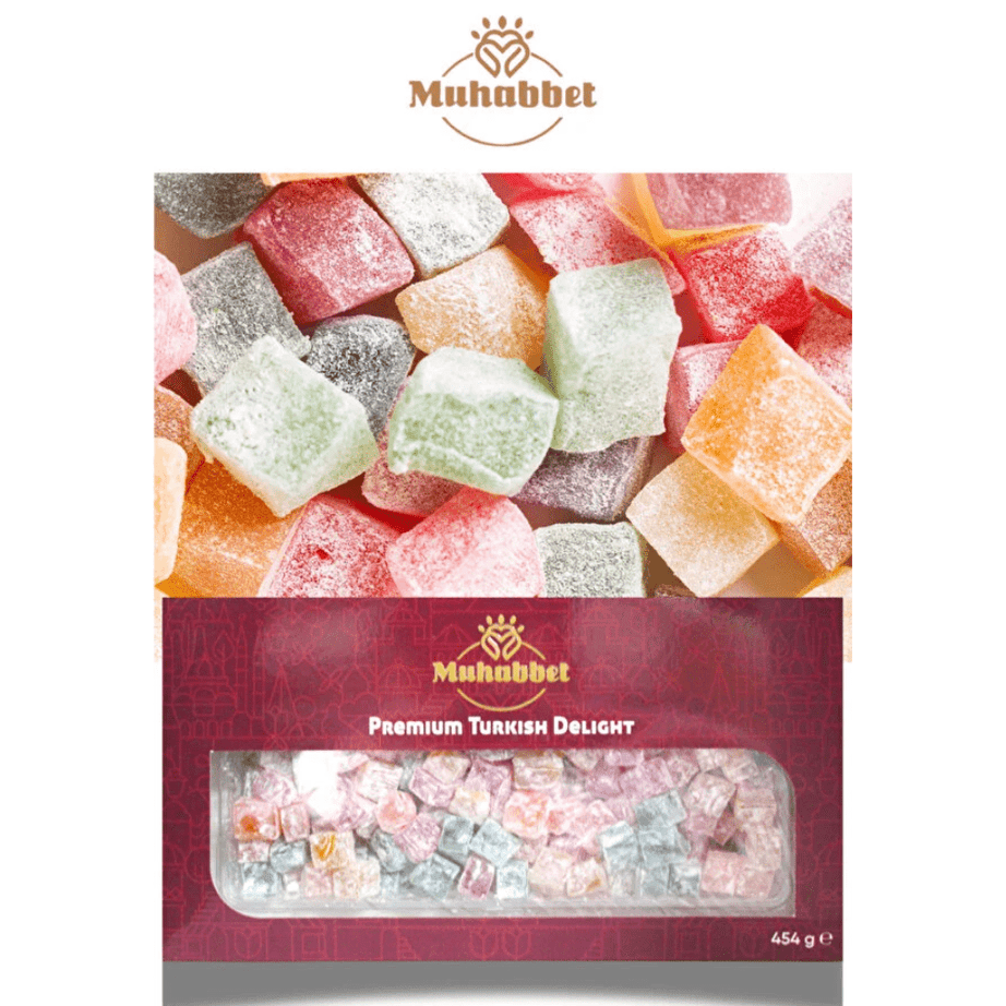 Muhabbet حلقوم تركي مشكل بالفواكه 450 غرام