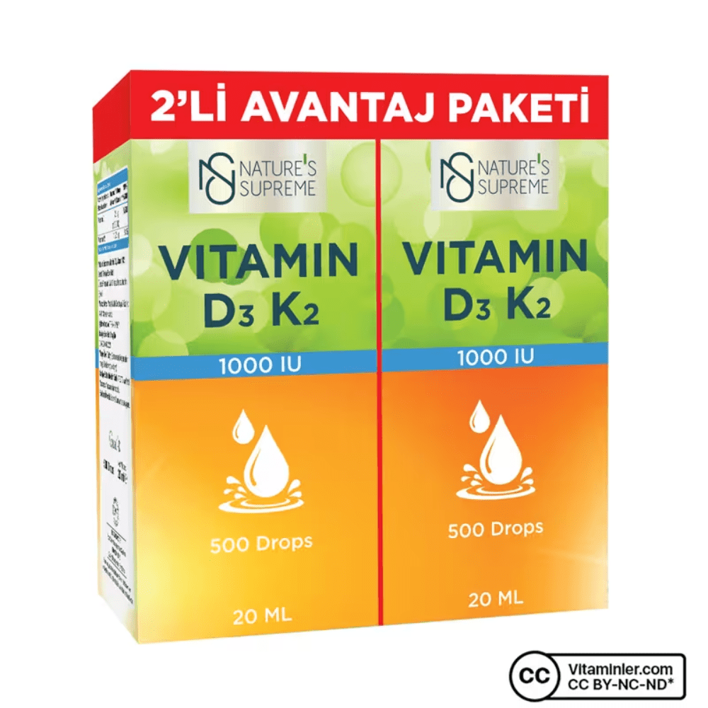 Nature's Supreme فيتامين D3 + K2 | عبوتان