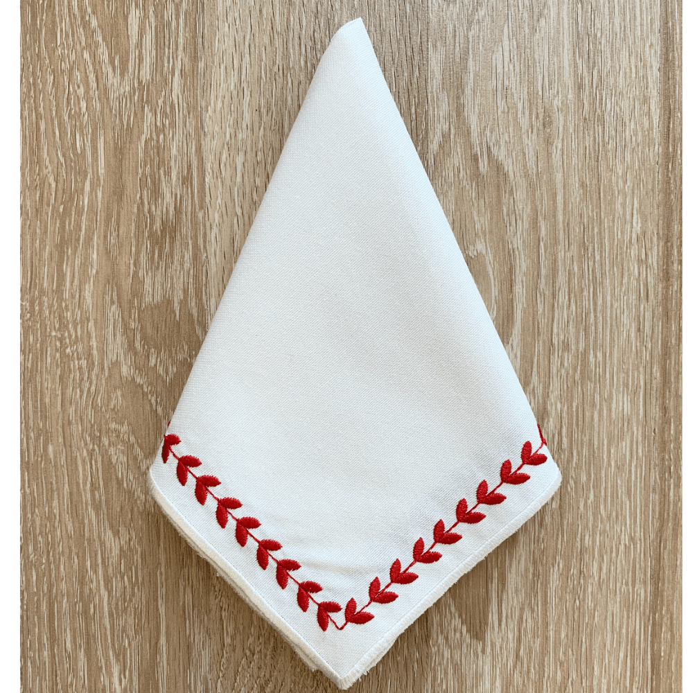 qotnhome (أحمر) منديل عشاء محاط بأوراق الشجر