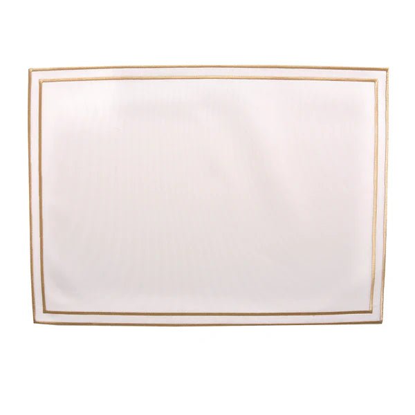 qotnhome مفرش أطباق مستطيل أوف وايت ببرواز ذهبي