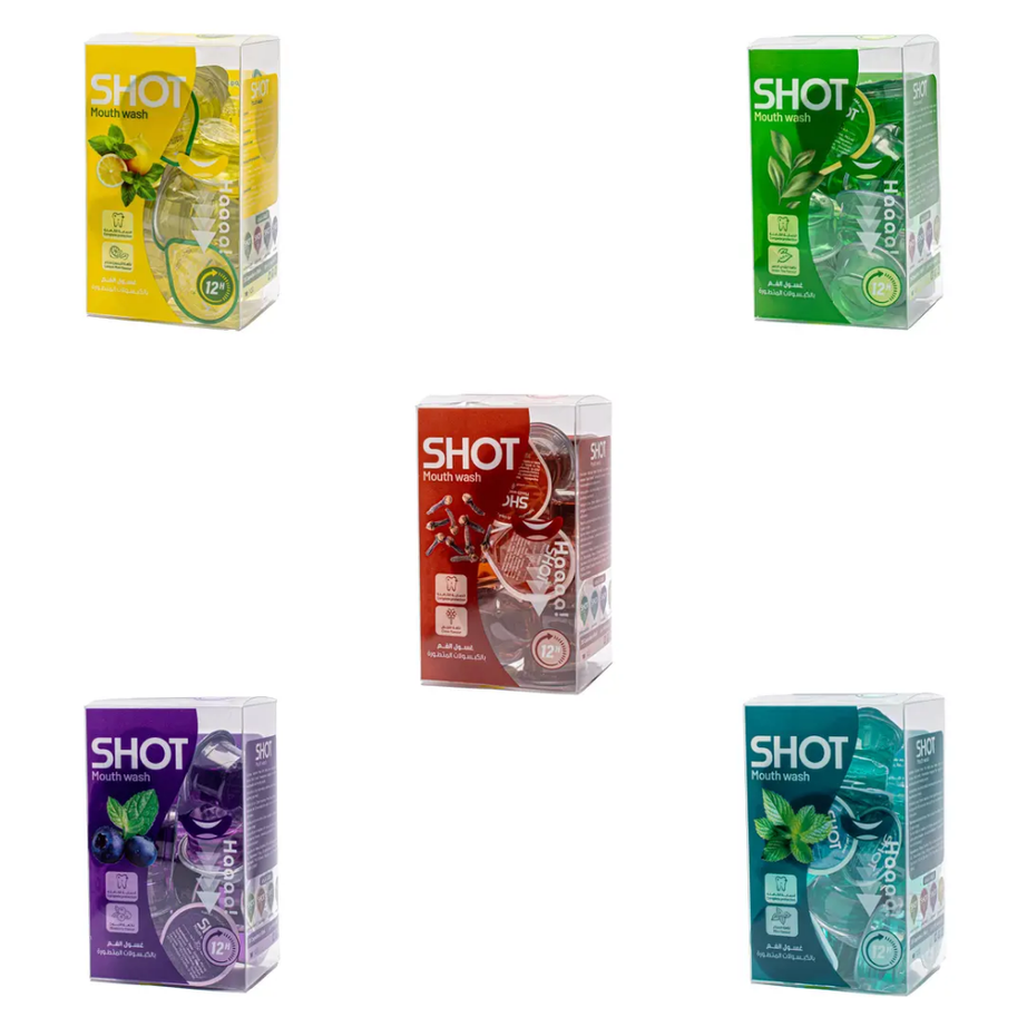 Shot مجموعة كبسولات غسول الفم بنكهات متنوعة 20 × 15 مل