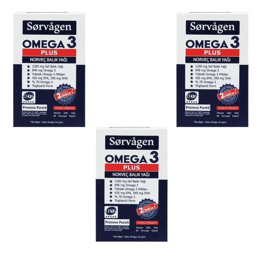 سورفاجين أوميغا 3 بلس – زيت السمك النرويجي 1200 ملغ | 60 كبسولة _ 3 قطع