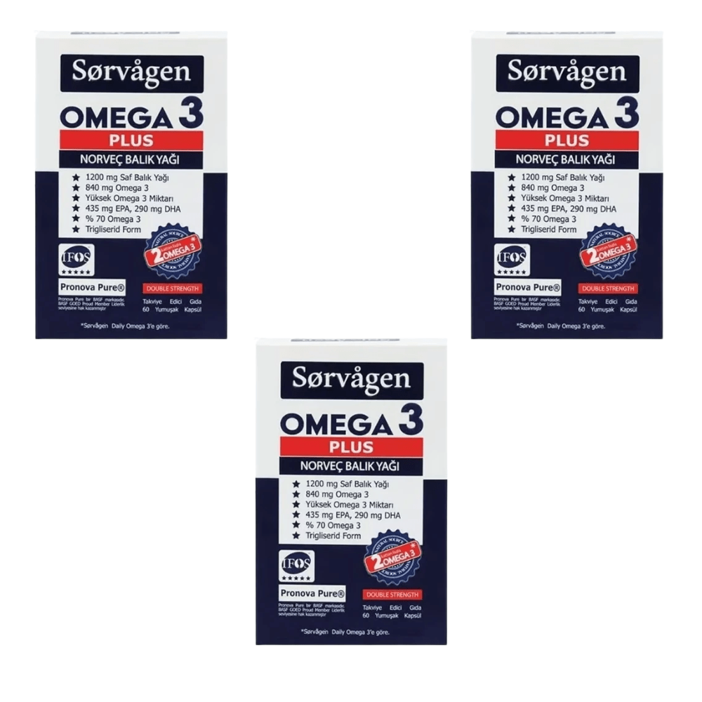 سورفاجين أوميغا 3 بلس – زيت السمك النرويجي 1200 ملغ | 60 كبسولة _ 3 قطع