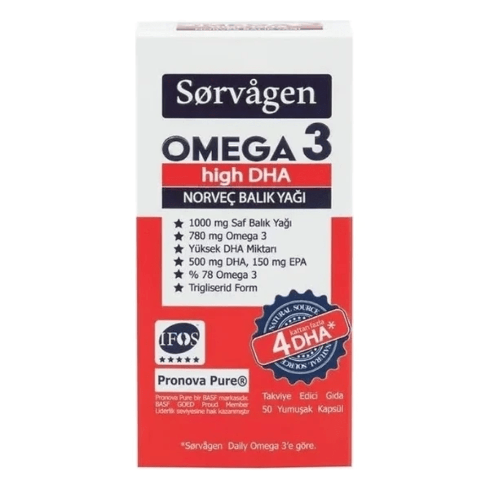 سورفاجين أوميغا 3 (زيت السمك النرويجي) بتركيز عالي من DHA 50 كبسولة