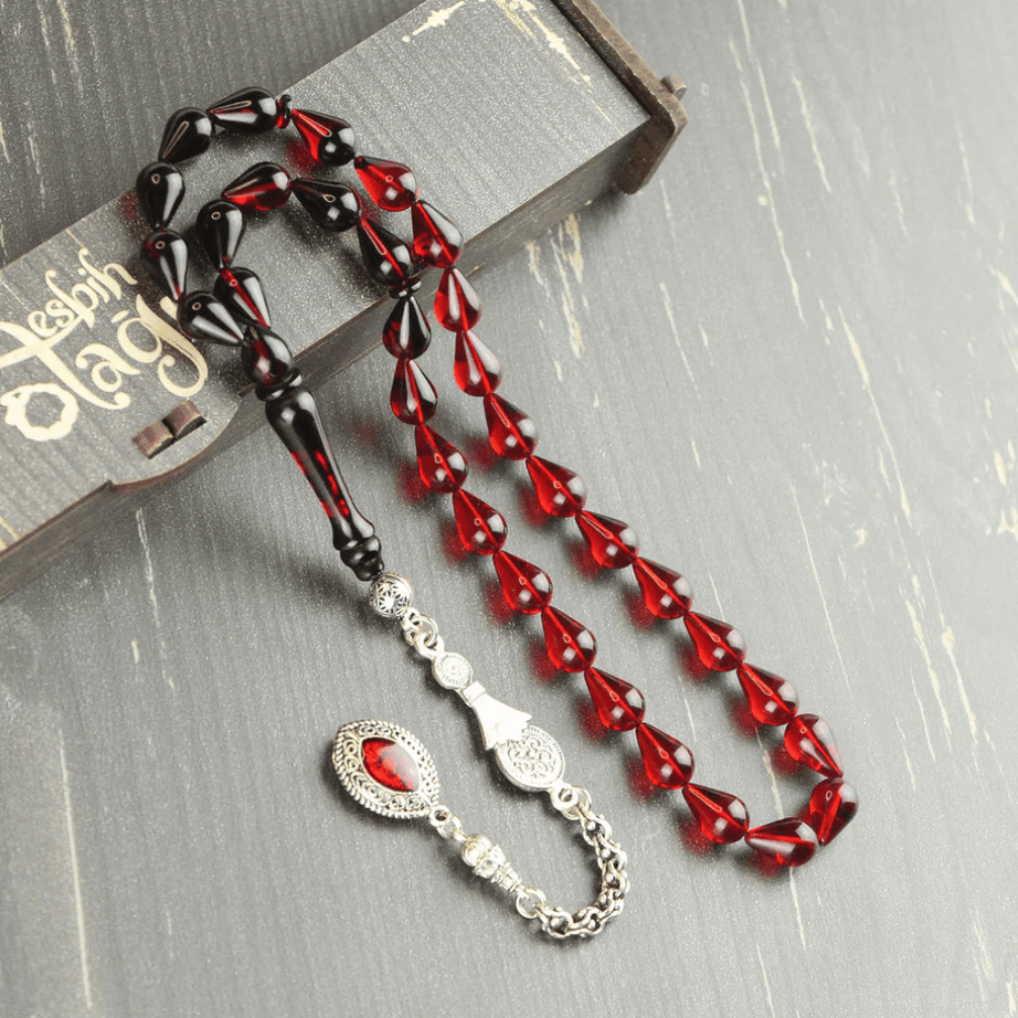 Tesbih Otağı مسبحة فاخرة من الكهرمان الناري مع شرابة فضة