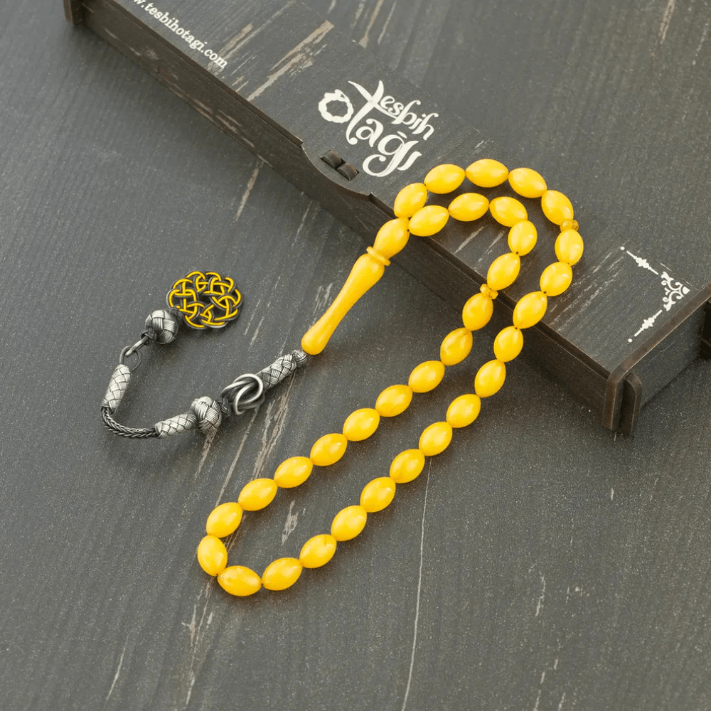 Tesbih Otağı سبحة مصنوعة من حجر الكهرمان الأصفر الطبيعي