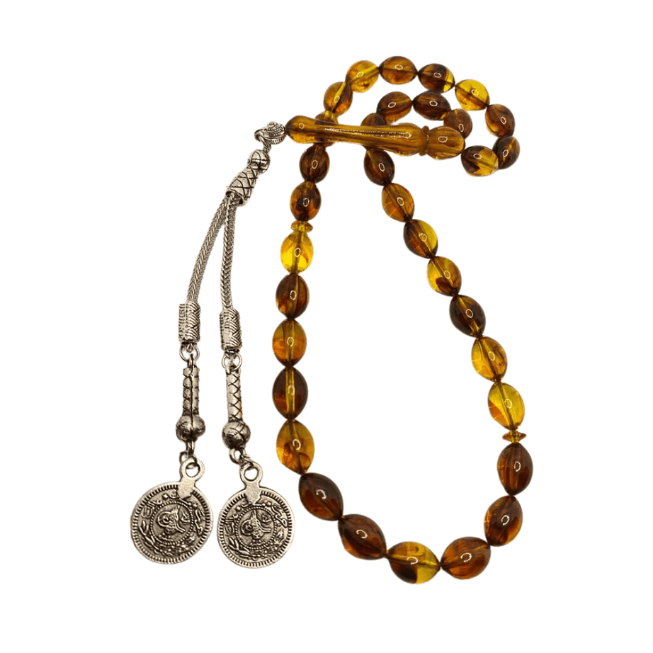 TesbihART مسبحة فاخرة مصنوعة من حجر الكهرمان والفضة